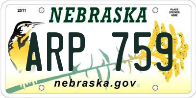 NE license plate ARP759