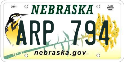 NE license plate ARP794