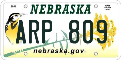 NE license plate ARP809