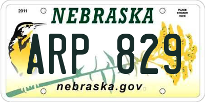 NE license plate ARP829