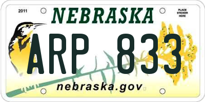 NE license plate ARP833