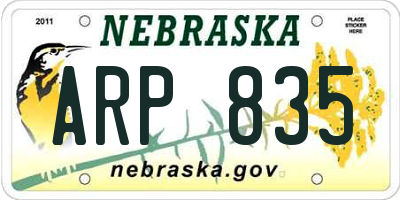 NE license plate ARP835