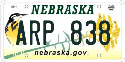 NE license plate ARP838