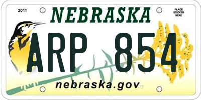 NE license plate ARP854