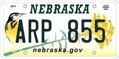NE license plate ARP855