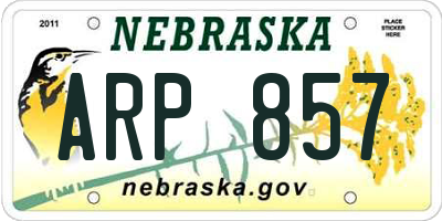NE license plate ARP857