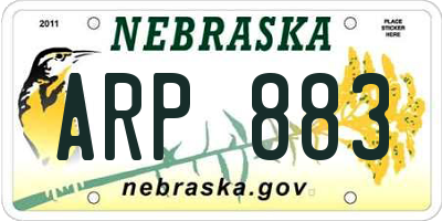 NE license plate ARP883
