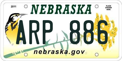 NE license plate ARP886