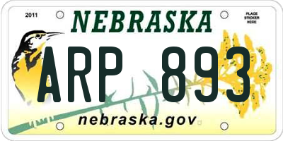 NE license plate ARP893