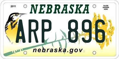 NE license plate ARP896