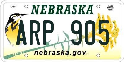 NE license plate ARP905