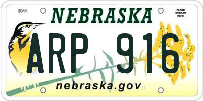 NE license plate ARP916