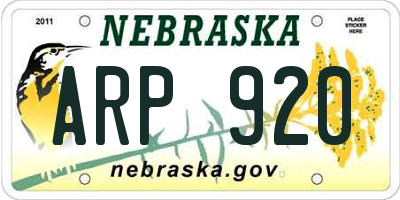 NE license plate ARP920