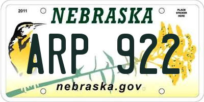 NE license plate ARP922