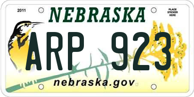 NE license plate ARP923