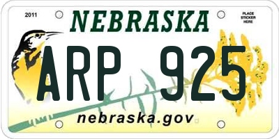 NE license plate ARP925