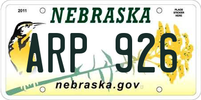 NE license plate ARP926