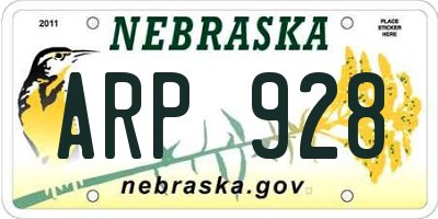 NE license plate ARP928