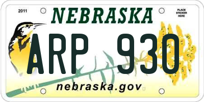 NE license plate ARP930