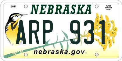 NE license plate ARP931