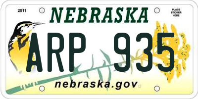 NE license plate ARP935