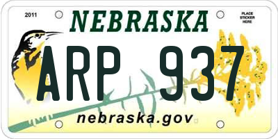 NE license plate ARP937
