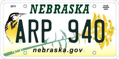 NE license plate ARP940