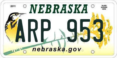 NE license plate ARP953