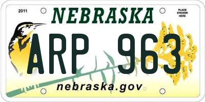 NE license plate ARP963