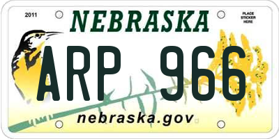 NE license plate ARP966