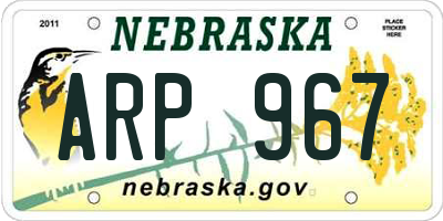 NE license plate ARP967