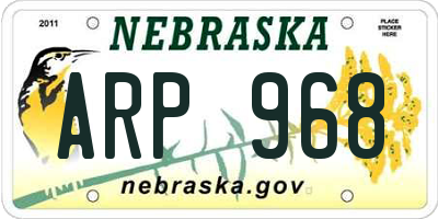 NE license plate ARP968