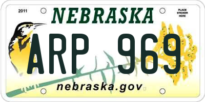 NE license plate ARP969