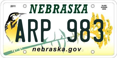 NE license plate ARP983