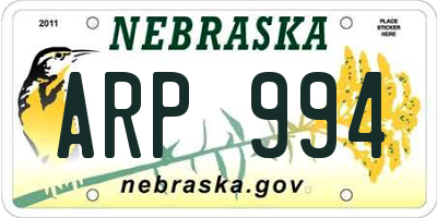 NE license plate ARP994