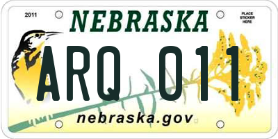 NE license plate ARQ011