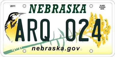 NE license plate ARQ024