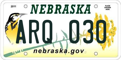 NE license plate ARQ030