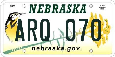 NE license plate ARQ070