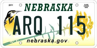 NE license plate ARQ115