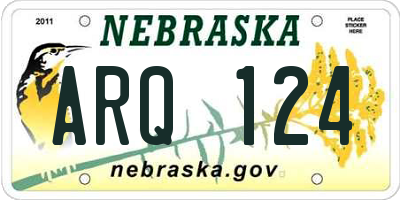 NE license plate ARQ124