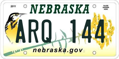 NE license plate ARQ144