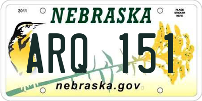 NE license plate ARQ151