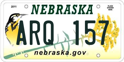 NE license plate ARQ157