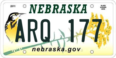 NE license plate ARQ177
