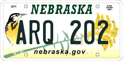 NE license plate ARQ202