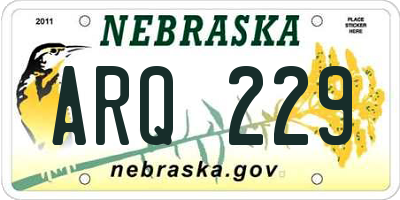 NE license plate ARQ229