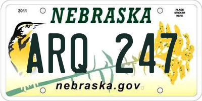 NE license plate ARQ247