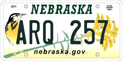 NE license plate ARQ257
