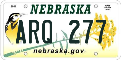 NE license plate ARQ277